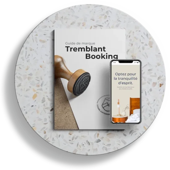 Image de marque et mockups pour Tremblant Booking sur table ronde